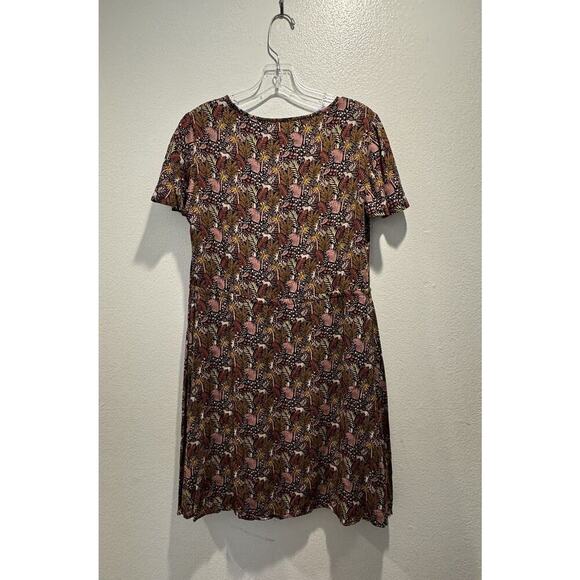 Loft Dress Size Small Pintucked Paradise Monkey Print Tie Side Buttons Jungle - Picture 2 of 8